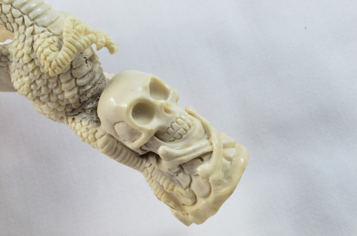 Dragon Carved Walking Stick Cane Top Handle Stag Antler Horn Made Sheffield England - Image 4