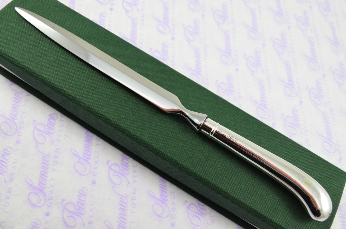 John Sanderson Sheffield Sterling Silver Handled Letter Opener/Paper knife Pistol Pattern 1910
