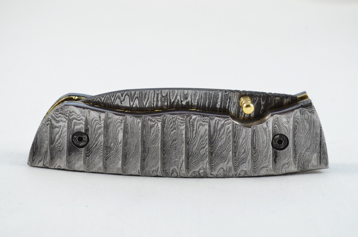 Great Full Damascus Bladed and scaled Handled Pen/Pocket Tool With Leather Sheath - Image 7