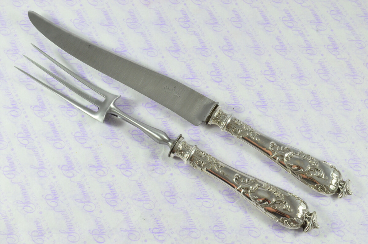 Immaculate Cased French Silver 2 Piece Carving Set Designed by Leonie Lambert Made in Paris - Image 2