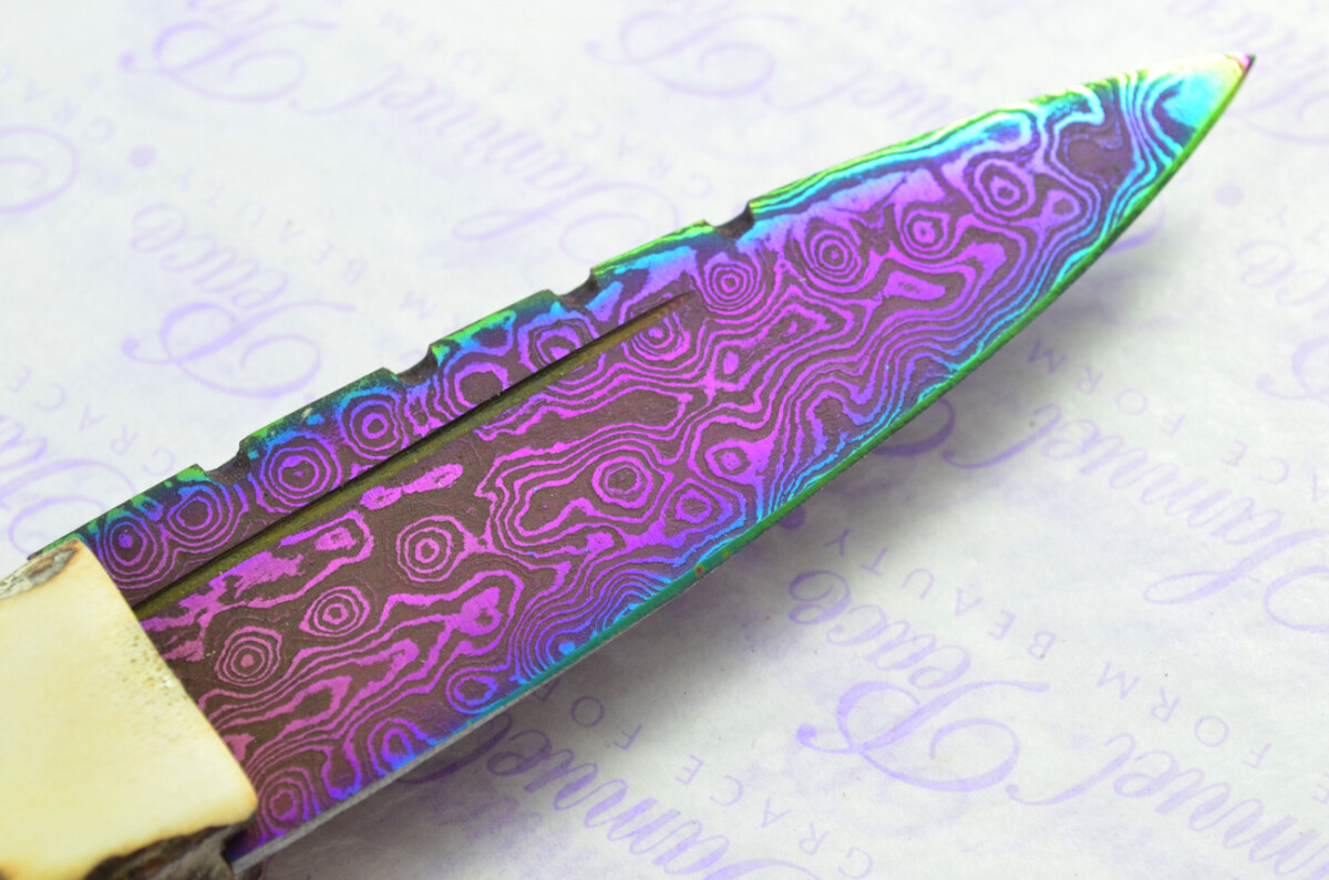 Amazing Bespoke Hand Carved American Indian Stag Horn Antler Handle Sgian Dubh Heat Treated Damascus Blade Sheffield England - Image 8