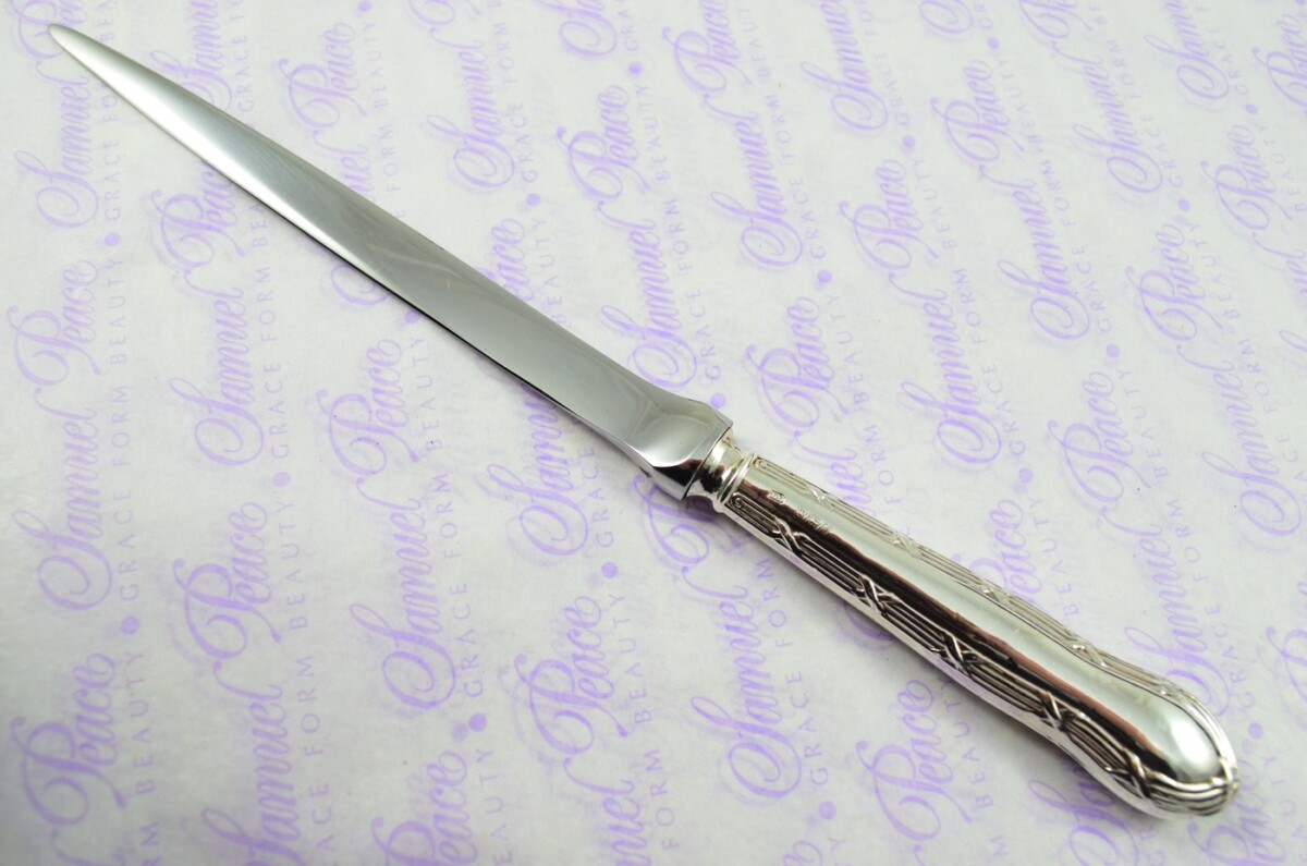 John Yates Sheffield Sterling Silver Handled Letter Opener/Paper knife Ribbon & Bow Pattern 1924 - Image 2