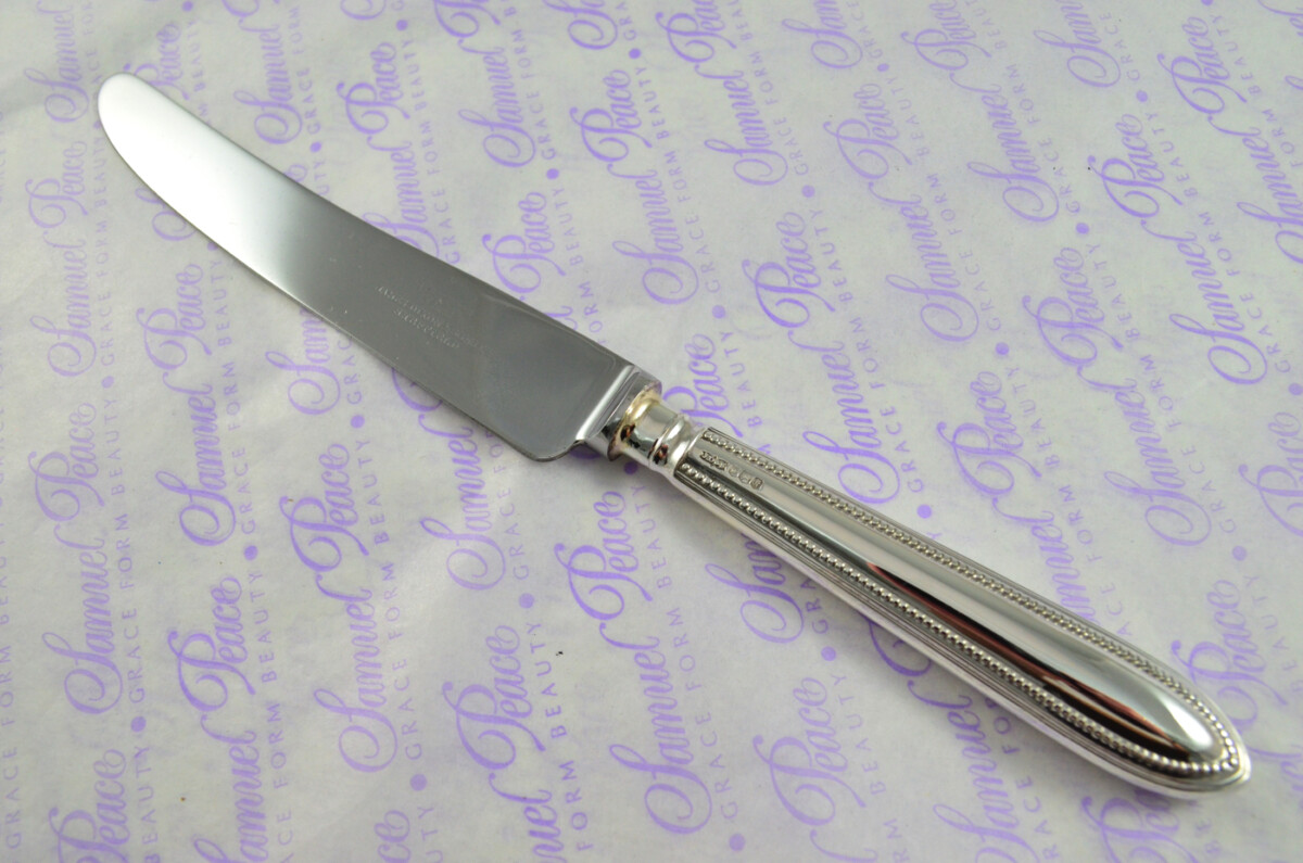 3 Table & 3 Dessert Knives Sterling Silver 1898 Pointed Bead J Dixon & Sons Sheffield Assayed - Image 5
