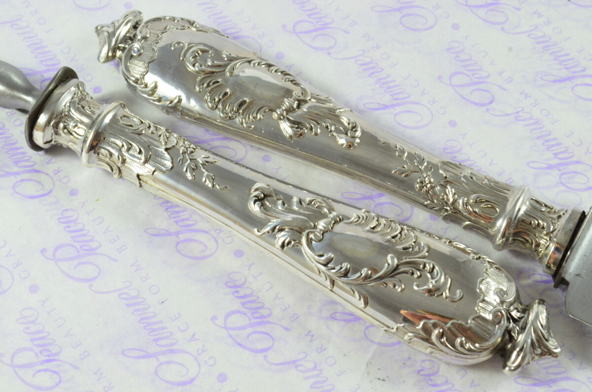Immaculate Cased French Silver 2 Piece Carving Set Designed by Leonie Lambert Made in Paris - Image 3