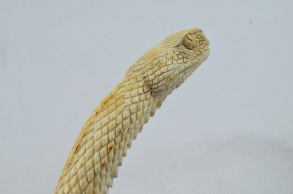 Snake Carved Walking Stick Cane Top Handle Stag Antler Horn Made Sheffield England - Image 3