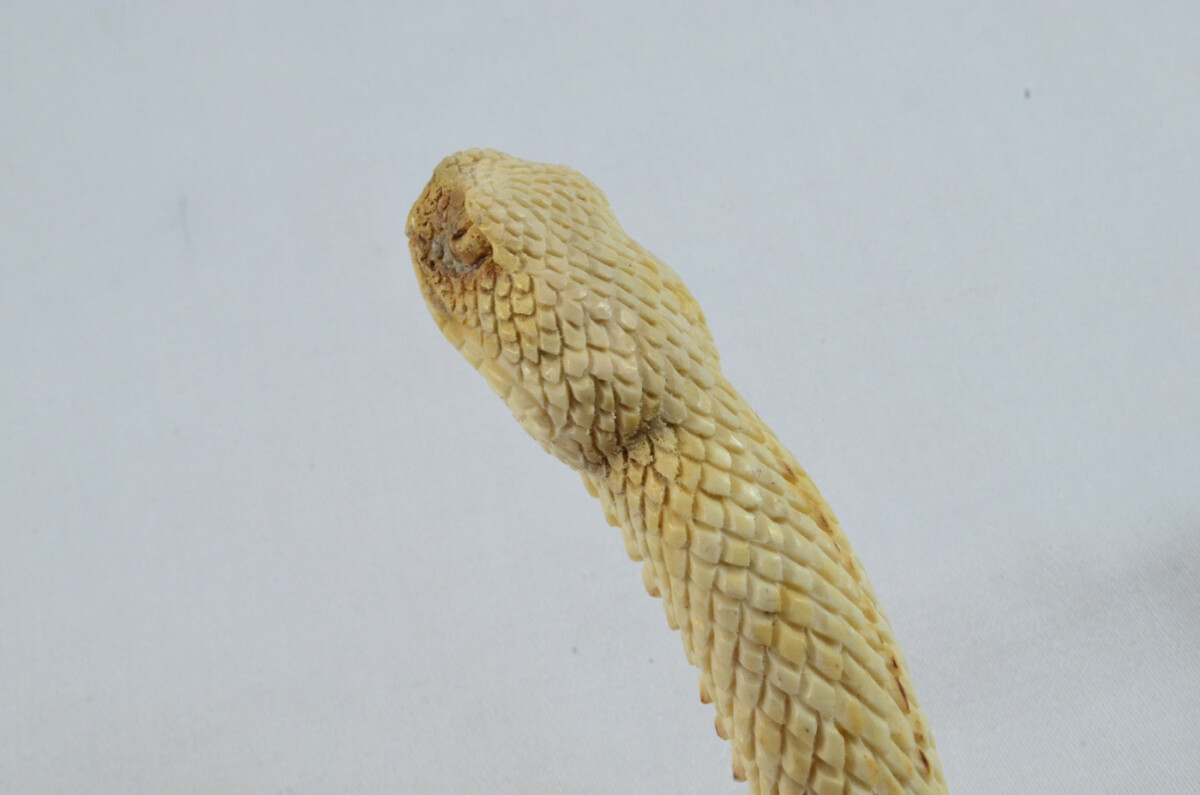 Snake Carved Walking Stick Cane Top Handle Stag Antler Horn Made Sheffield England - Image 4
