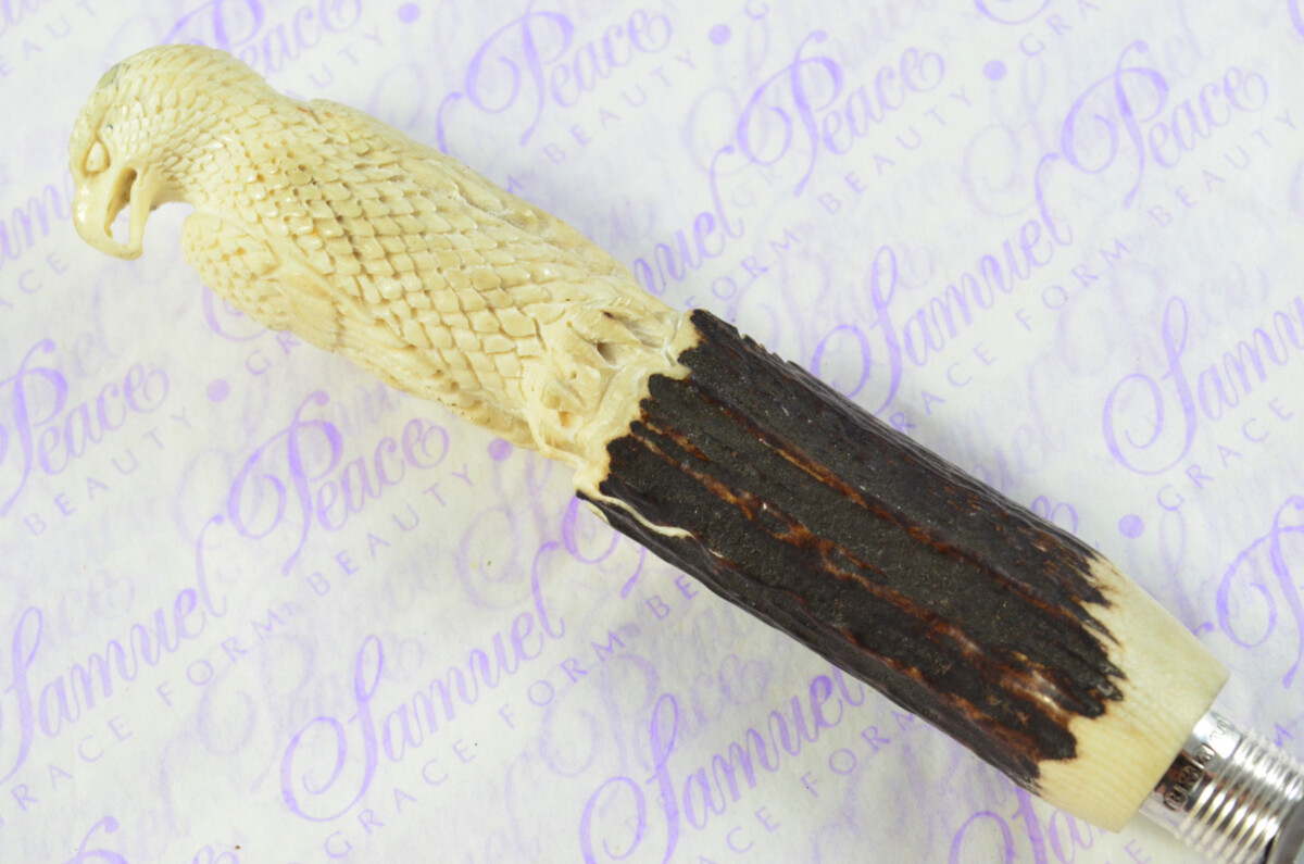 Fantastic Hand Carved Falcon Stag Antler Horn Handle Magnifying Glass Silver Ferrule 1918 Made Sheffield England - Image 4