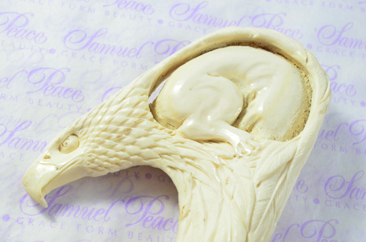 Astonishing Hand Carved American Eagle & Wolf Walking Stick Cane Top Handle Stag Antler Horn Made Sheffield England - Image 5