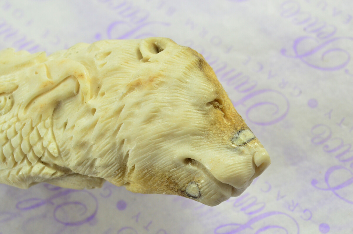 Amazing Bespoke Hand Carved Bear Scene Stag Horn Antler Handle Sgian Dubh Damascus Blade Sheffield England - Image 3
