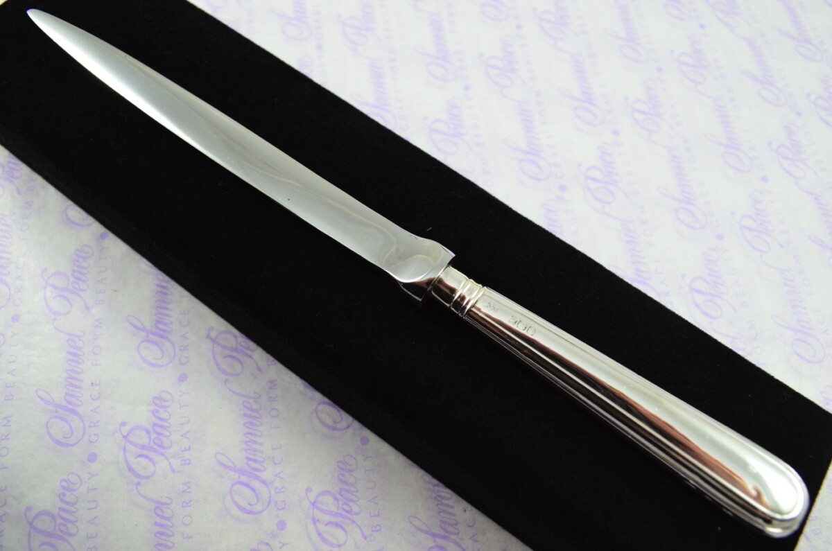 Robert Feed Mosley Sheffield Sterling Silver Handled Letter Opener/Paper knife Old English Thread Pattern 1914