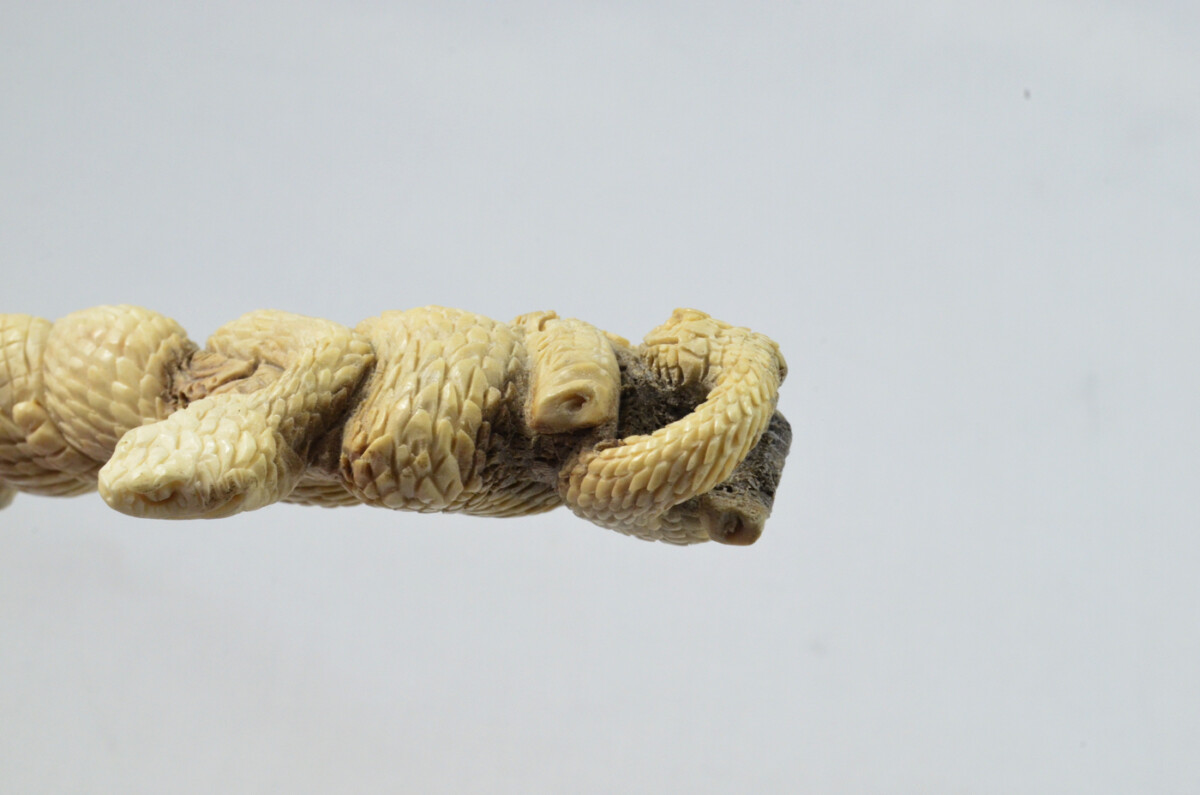 Snake Carved Walking Stick Cane Top Handle Stag Antler Horn Made Sheffield England - Image 3