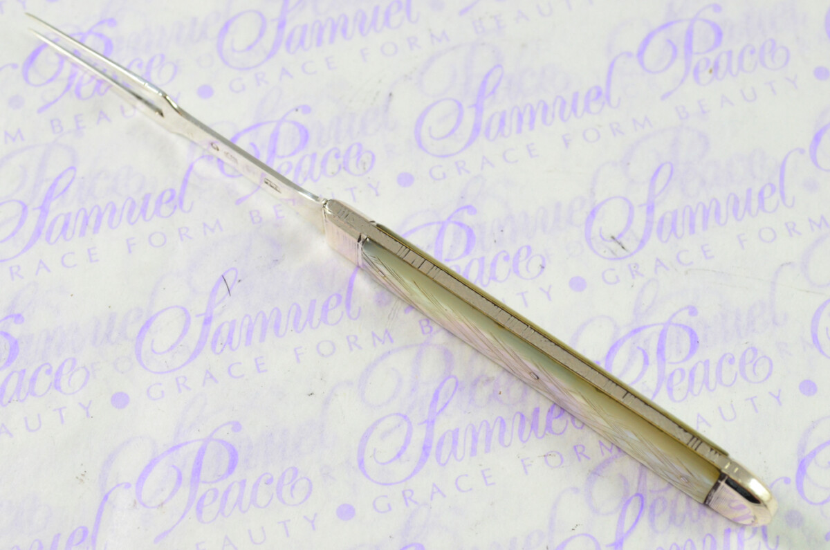 Fantastic Silver Bladed Capped Mother Of Pearl Fully Restored London Made Folding Fruit Fork C1800 - Image 5