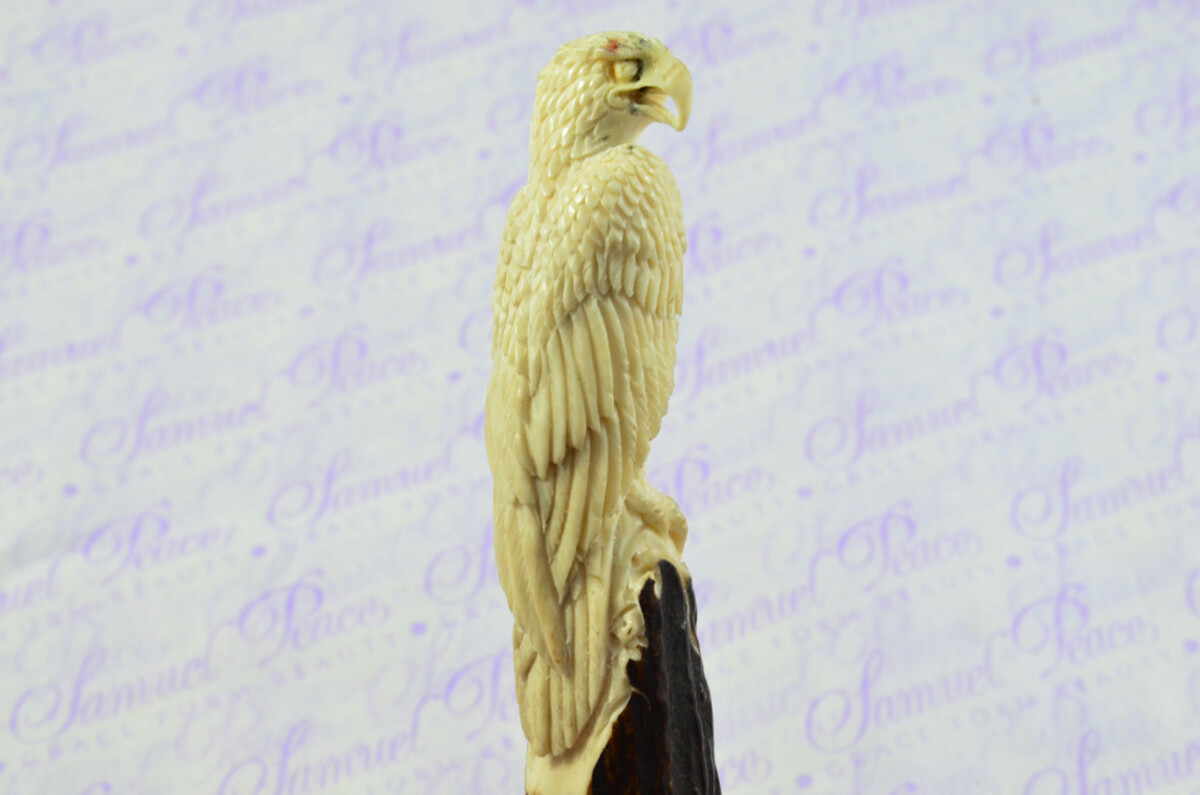 Fantastic Hand Carved Falcon Stag Antler Horn Handle Magnifying Glass Silver Ferrule 1918 Made Sheffield England - Image 6