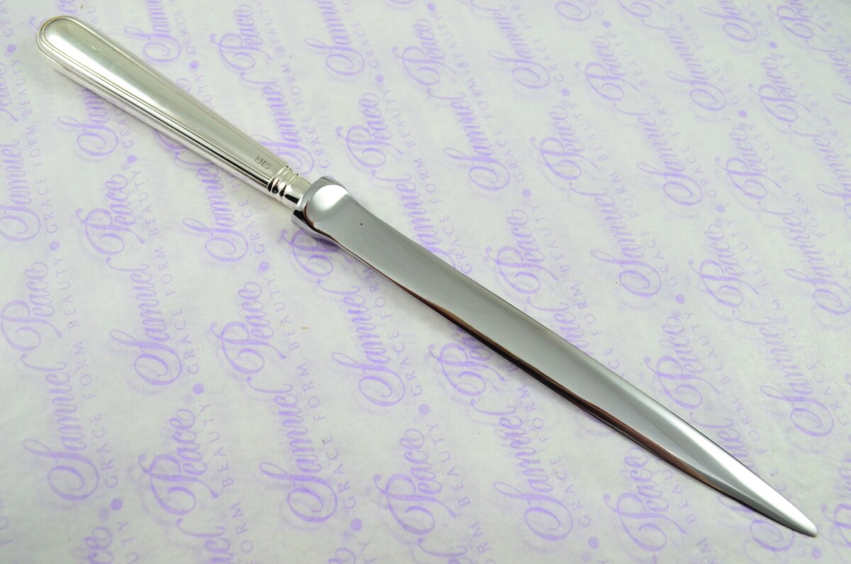 Robert Feed Mosley Sheffield Sterling Silver Handled Letter Opener/Paper knife Old English Thread Pattern 1914 - Image 4