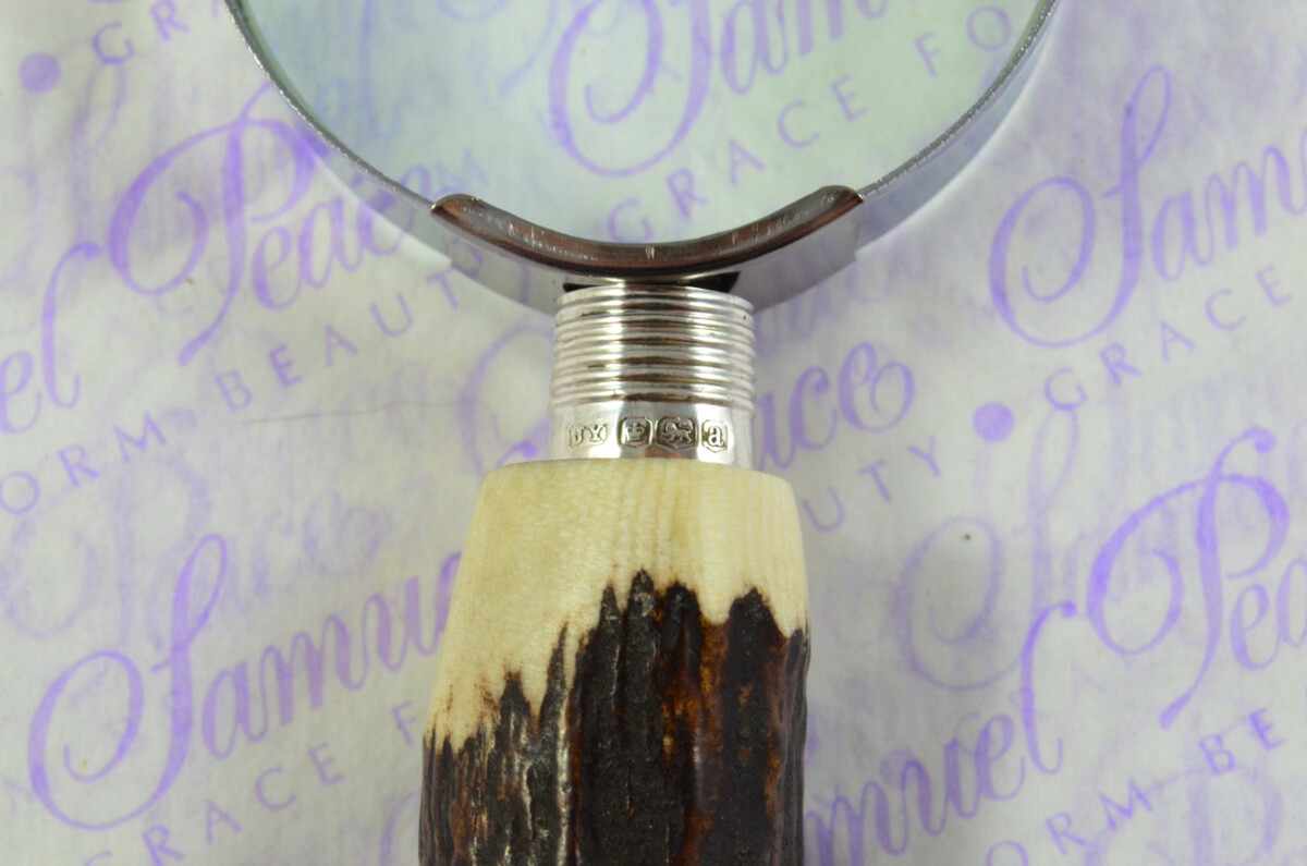 Fantastic Hand Carved Falcon Stag Antler Horn Handle Magnifying Glass Silver Ferrule 1918 Made Sheffield England - Image 7