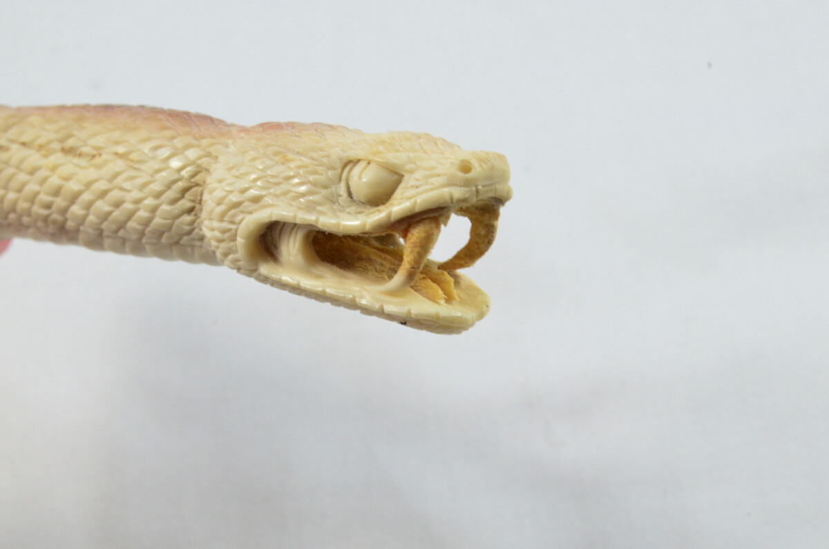 Snake Carved Walking Stick Cane Top Handle Stag Antler Horn Made Sheffield England - Image 3