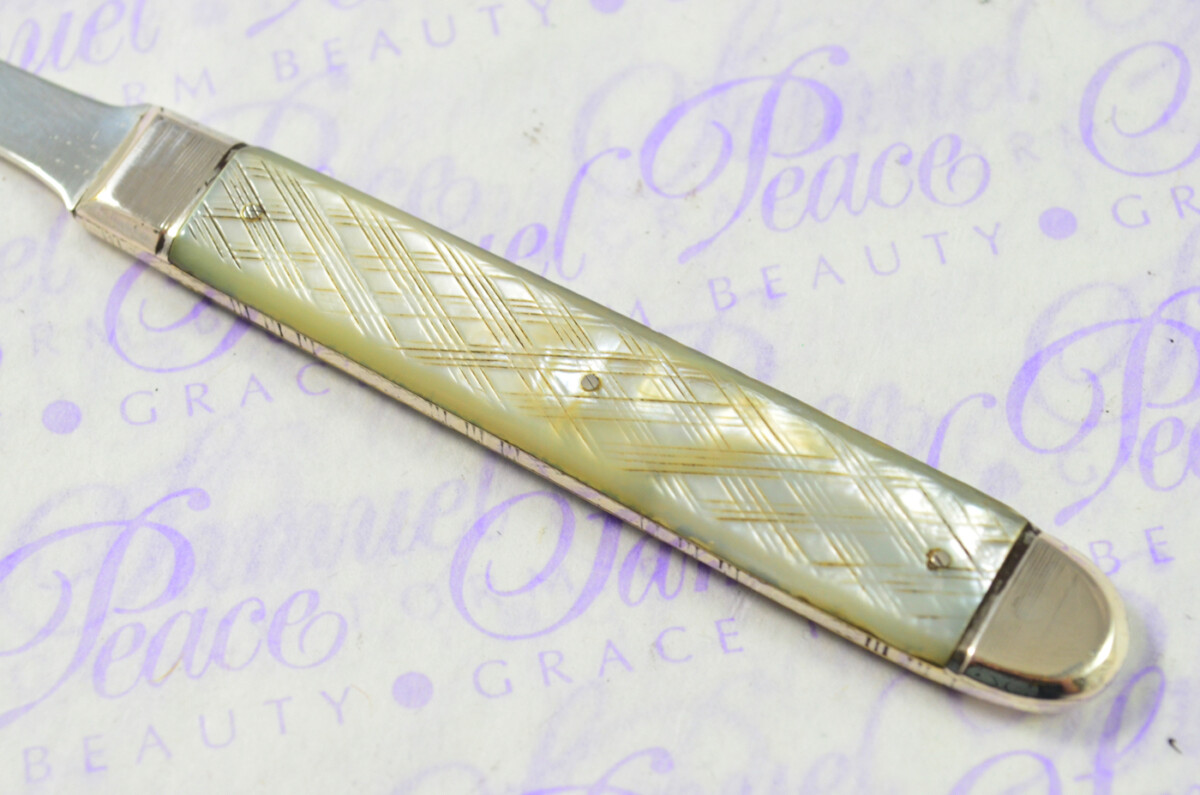 Fantastic Silver Bladed Capped Mother Of Pearl Fully Restored London Made Folding Fruit Fork C1800 - Image 7