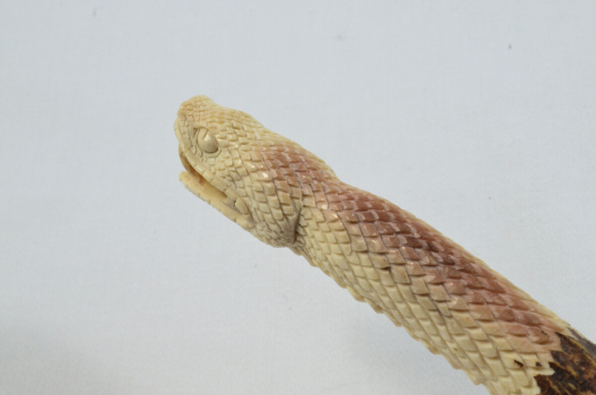 Snake Carved Walking Stick Cane Top Handle Stag Antler Horn Made Sheffield England - Image 4