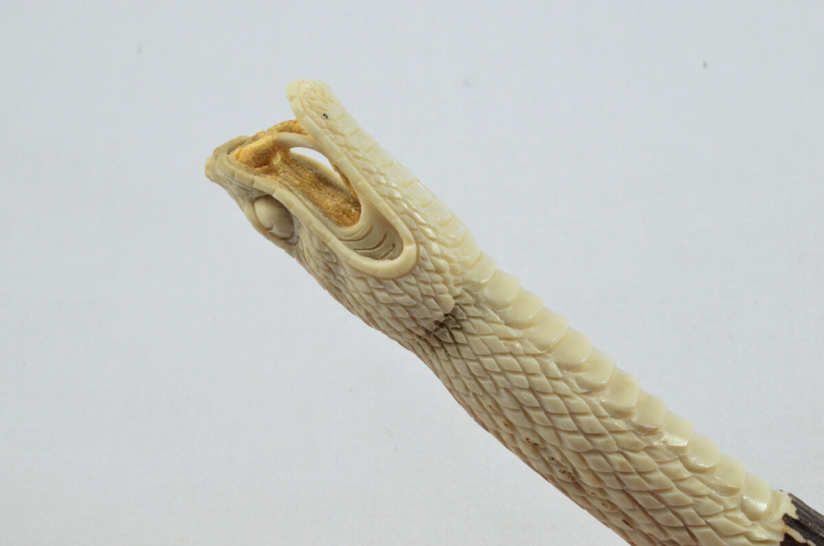 Snake Carved Walking Stick Cane Top Handle Stag Antler Horn Made Sheffield England - Image 5