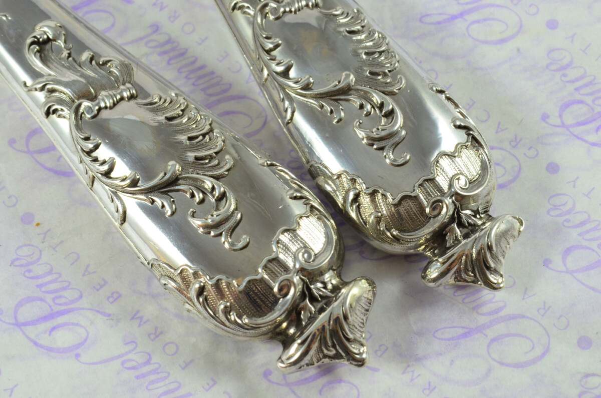 Immaculate Cased French Silver 2 Piece Carving Set Designed by Leonie Lambert Made in Paris - Image 14