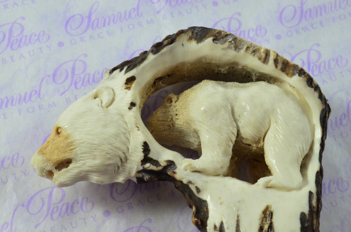 Fantastic Hand Carved Brown Bear Walking Stick Cane Top Handle Stag Antler Horn Made Sheffield England - Image 6