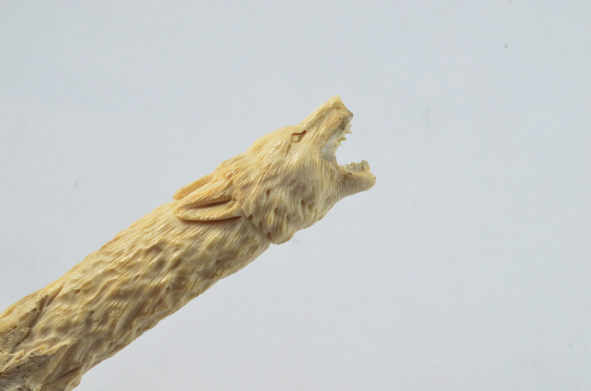 Wolf Carved Walking Stick Cane Top Handle Stag Antler Horn Made Sheffield England - Image 2
