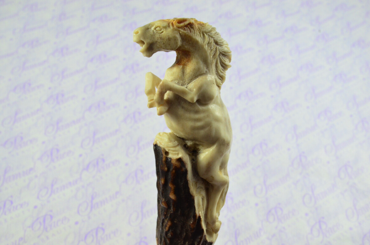 Fantastic Hand Carved Horse Stag Antler Horn Handle Magnifying Glass Silver Ferrule 1909 Made Sheffield England - Image 2