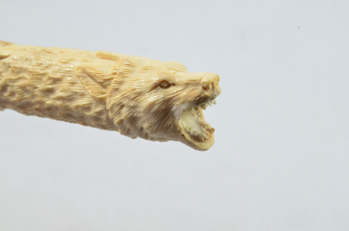 Wolf Carved Walking Stick Cane Top Handle Stag Antler Horn Made Sheffield England