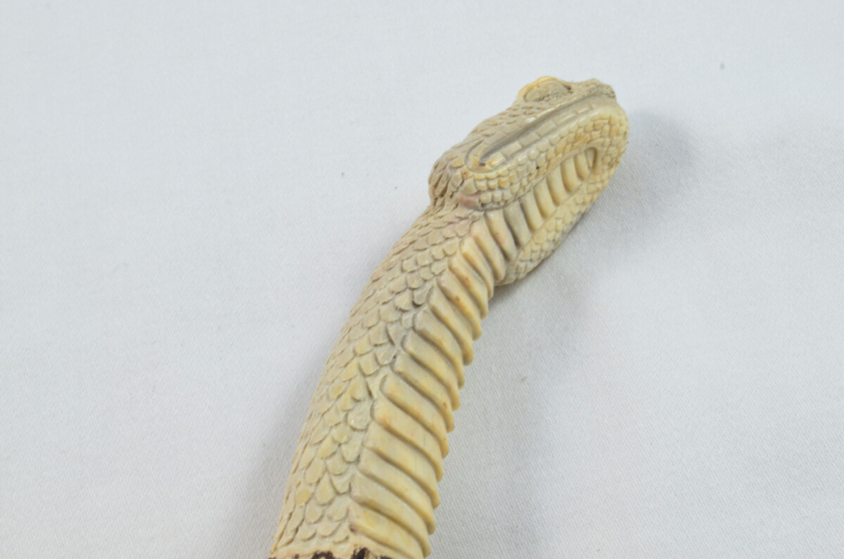 Snake Carved Walking Stick Cane Top Handle Stag Antler Horn Made Sheffield England - Image 6