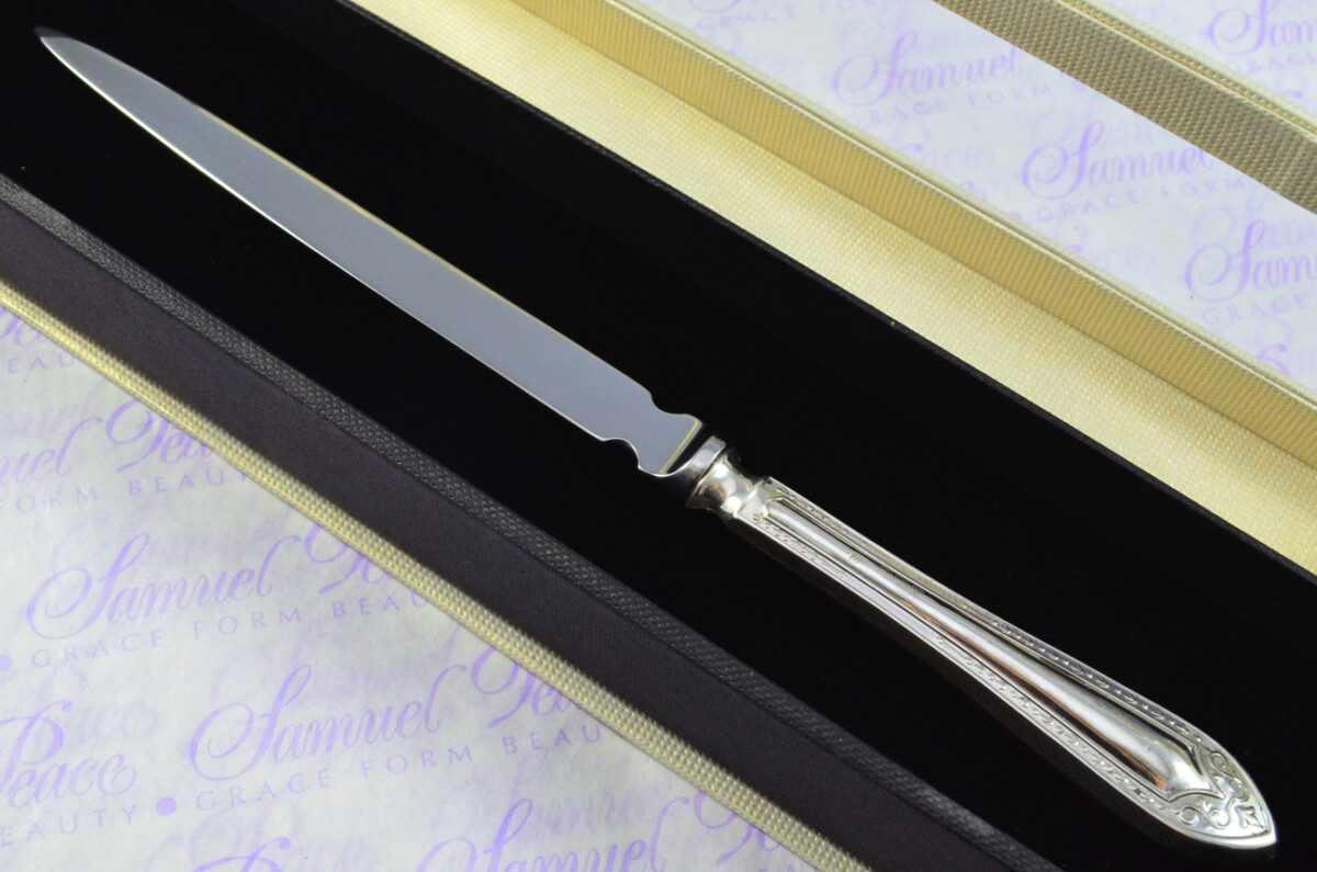 William Yates Sheffield Sterling Silver Handled Letter Opener Studley Pattern 1940 Cased - Image 2