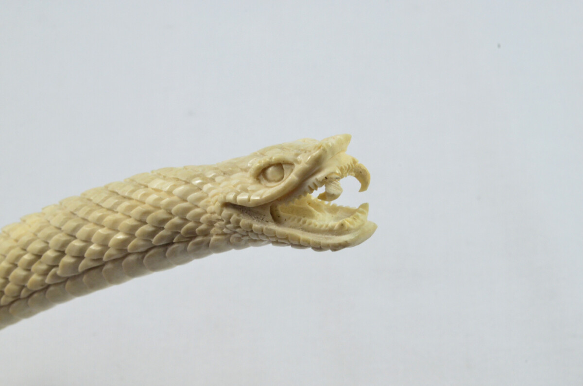 Snake Carved Walking Stick Cane Top Handle Stag Antler Horn Made Sheffield England - Image 5