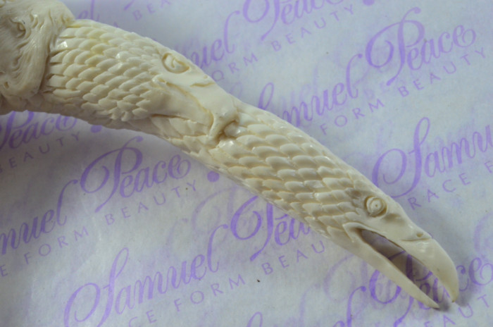 Superb Hand Carved Eagle & Ram Walking Stick Cane Top Handle Stag Antler Horn Made Sheffield England - Image 7
