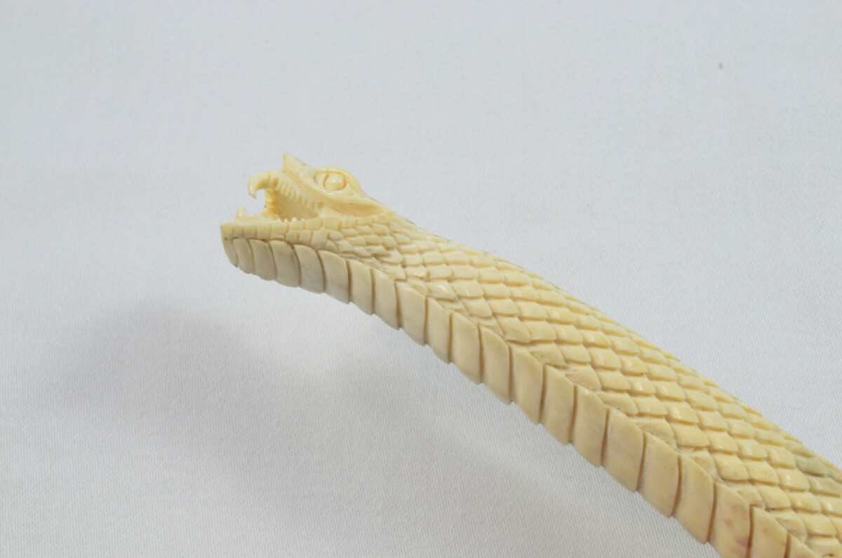 Snake Carved Walking Stick Cane Top Handle Stag Antler Horn Made Sheffield England - Image 2