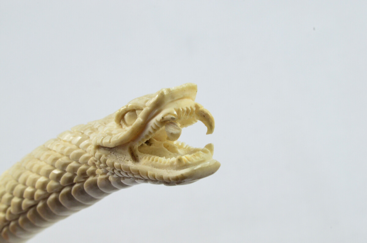 Snake Carved Walking Stick Cane Top Handle Stag Antler Horn Made Sheffield England