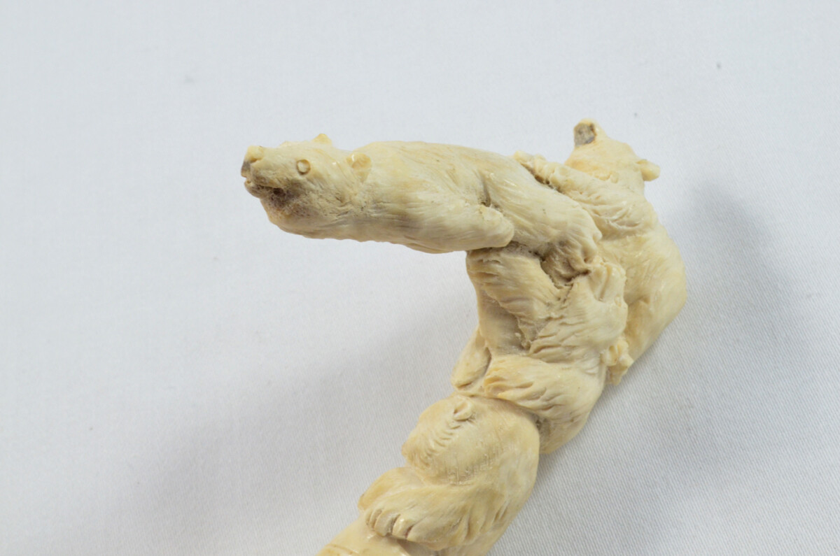 bear Carved Walking Stick Cane Top Handle Stag Antler Horn Made Sheffield England