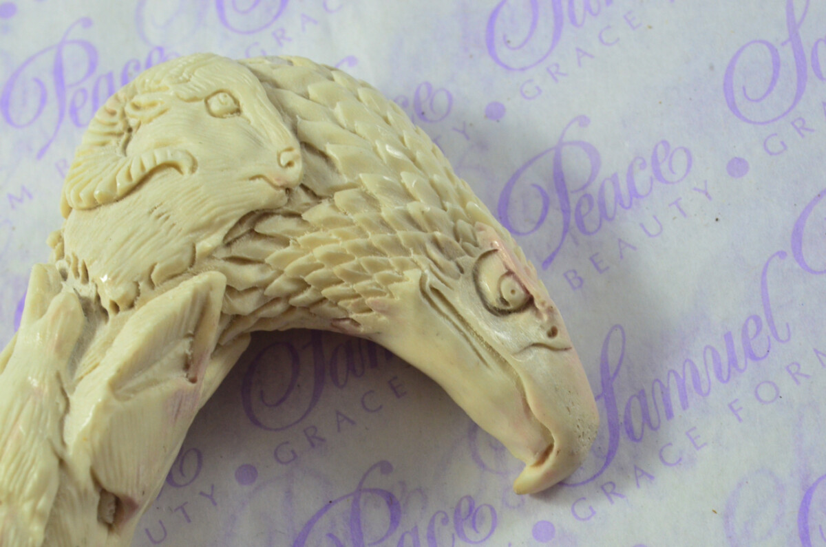 Special Hand Carved Eagle & Owl Walking Stick Cane Top Handle Stag Antler Horn Made Sheffield England - Image 6