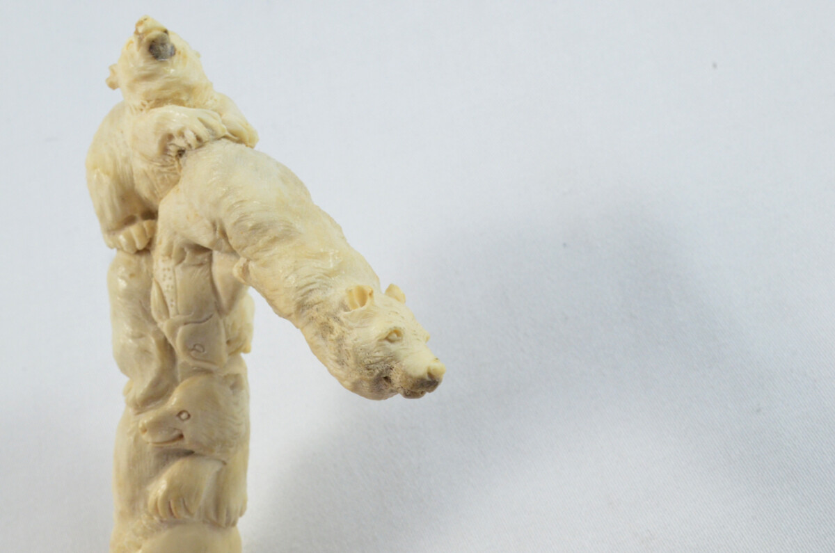bear Carved Walking Stick Cane Top Handle Stag Antler Horn Made Sheffield England - Image 3