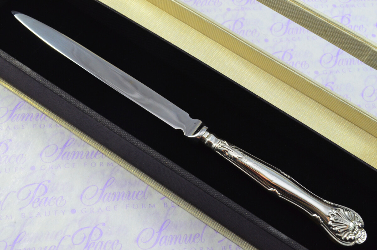 William Hutton Sheffield Sterling Silver Handled Letter Opener Kings Husk Pattern 1903 Cased - Image 2
