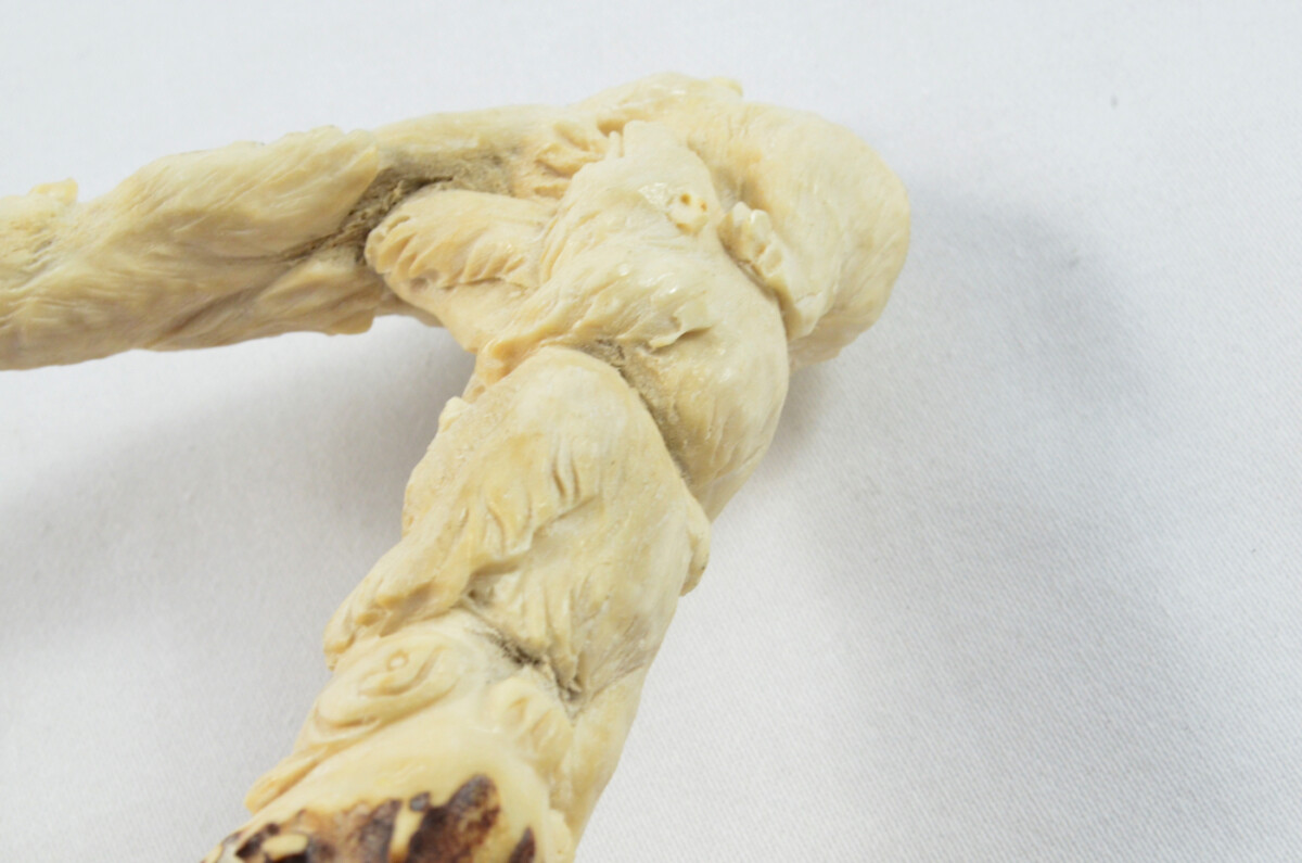bear Carved Walking Stick Cane Top Handle Stag Antler Horn Made Sheffield England - Image 4