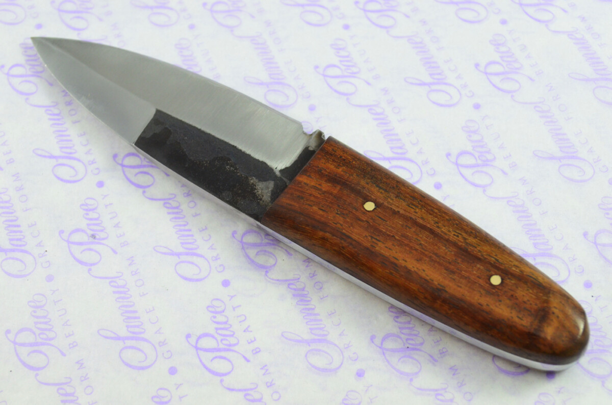 New Genuine Hand Forged D2 Carbon Steel Bespoke Scale Tang Kiln Dried Ironwood Handle Sheffield Sgian Dubh with Leather Sheath Boxed - Image 6