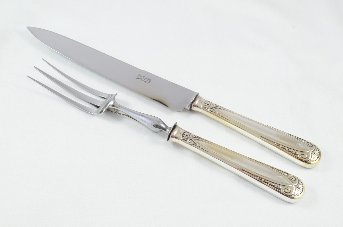 Rare Art Deco French Silver Plated 2 Piece Carving Set in Original Presentation Case c.1930 – Orfèvrerie Moderne, Paris - Image 2