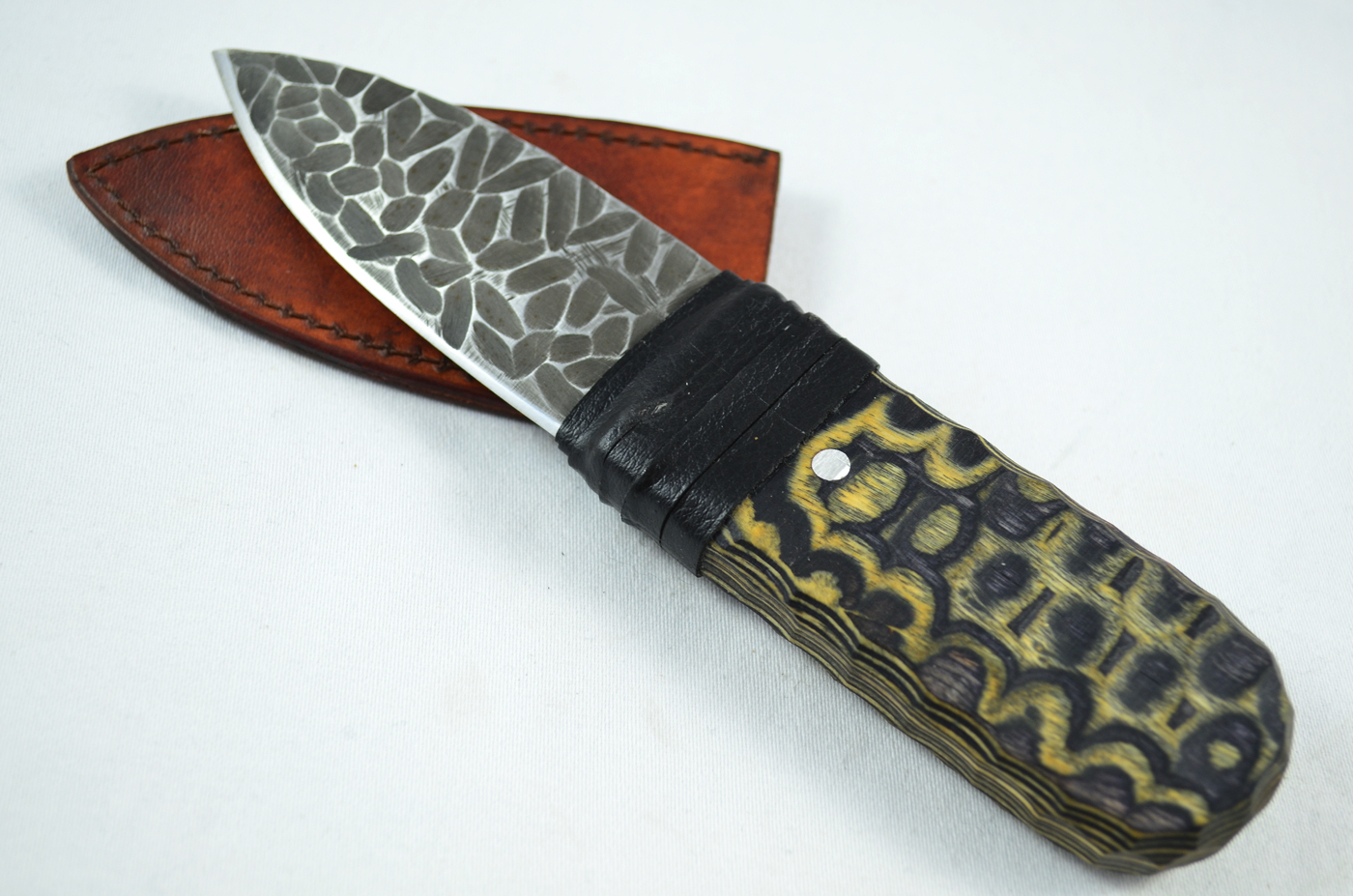 A Genuine Laminate Handled Damascus Steel Dirk Sgian Dubh Made In Sheffield England