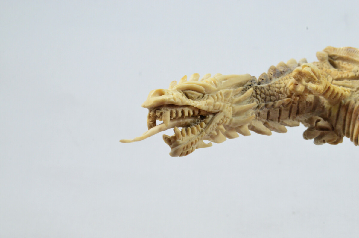 Dragon Carved Walking Stick Cane Top Handle Stag Antler Horn Made Sheffield England - Image 6