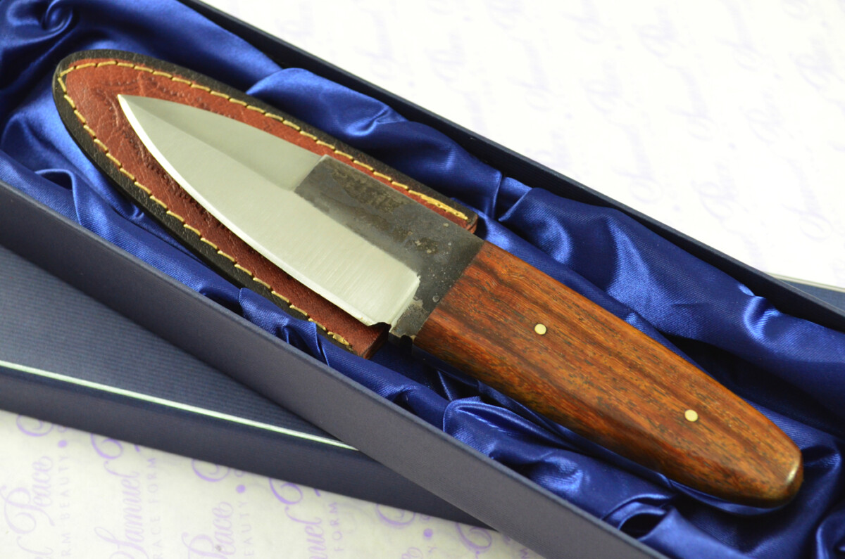 New Genuine Hand Forged D2 Carbon Steel Bespoke Scale Tang Kiln Dried Ironwood Handle Sheffield Sgian Dubh with Leather Sheath Boxed - Image 2