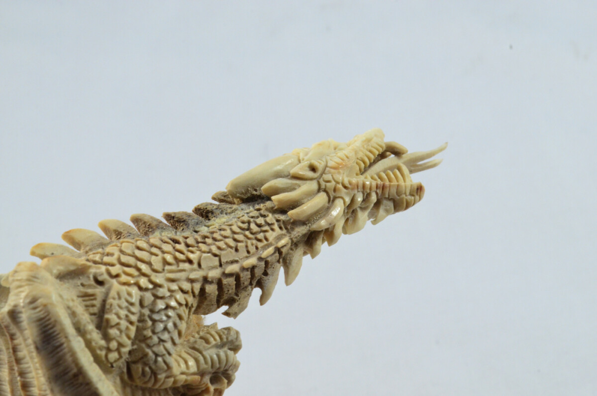 Dragon Carved Walking Stick Cane Top Handle Stag Antler Horn Made Sheffield England - Image 4