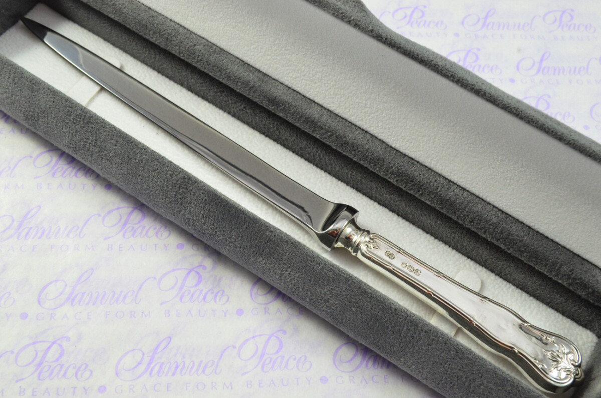 John Biggin Sheffield Sterling Silver Handled Letter Opener Fern Pattern 1918 Cased - Image 2