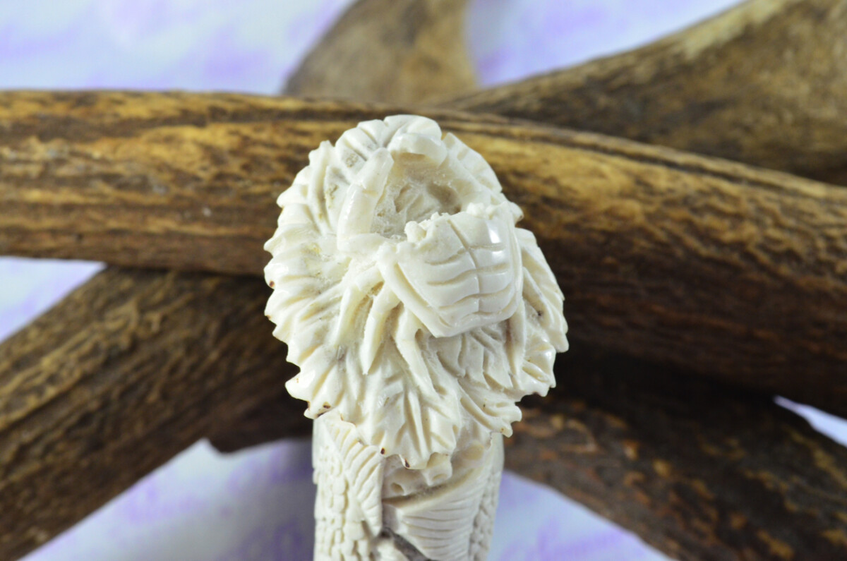 Breathtaking Hand Carved Wales & Aquatic Life Walking Stick Cane Top Handle Stag Antler Horn Made Sheffield England - Image 6