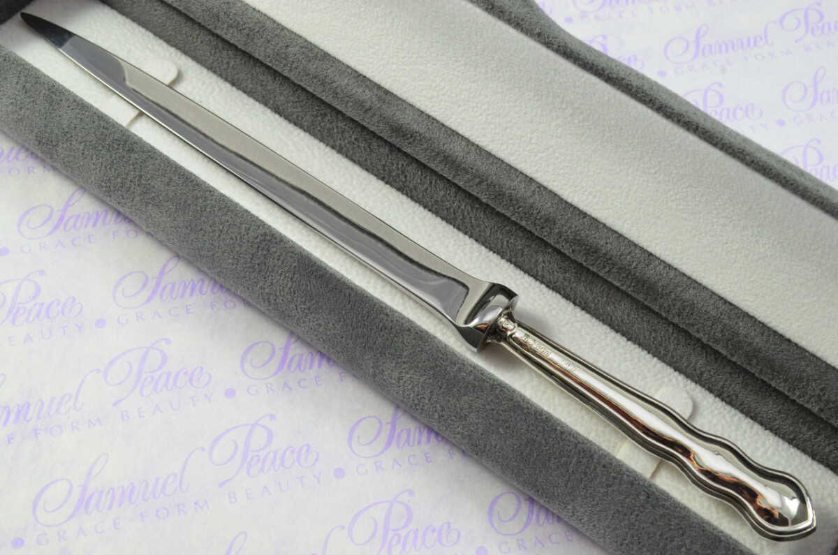 Harrison Fisher & Co Sheffield Sterling Silver Handled Letter Opener Chippendale Pattern 1920 Cased - Image 2