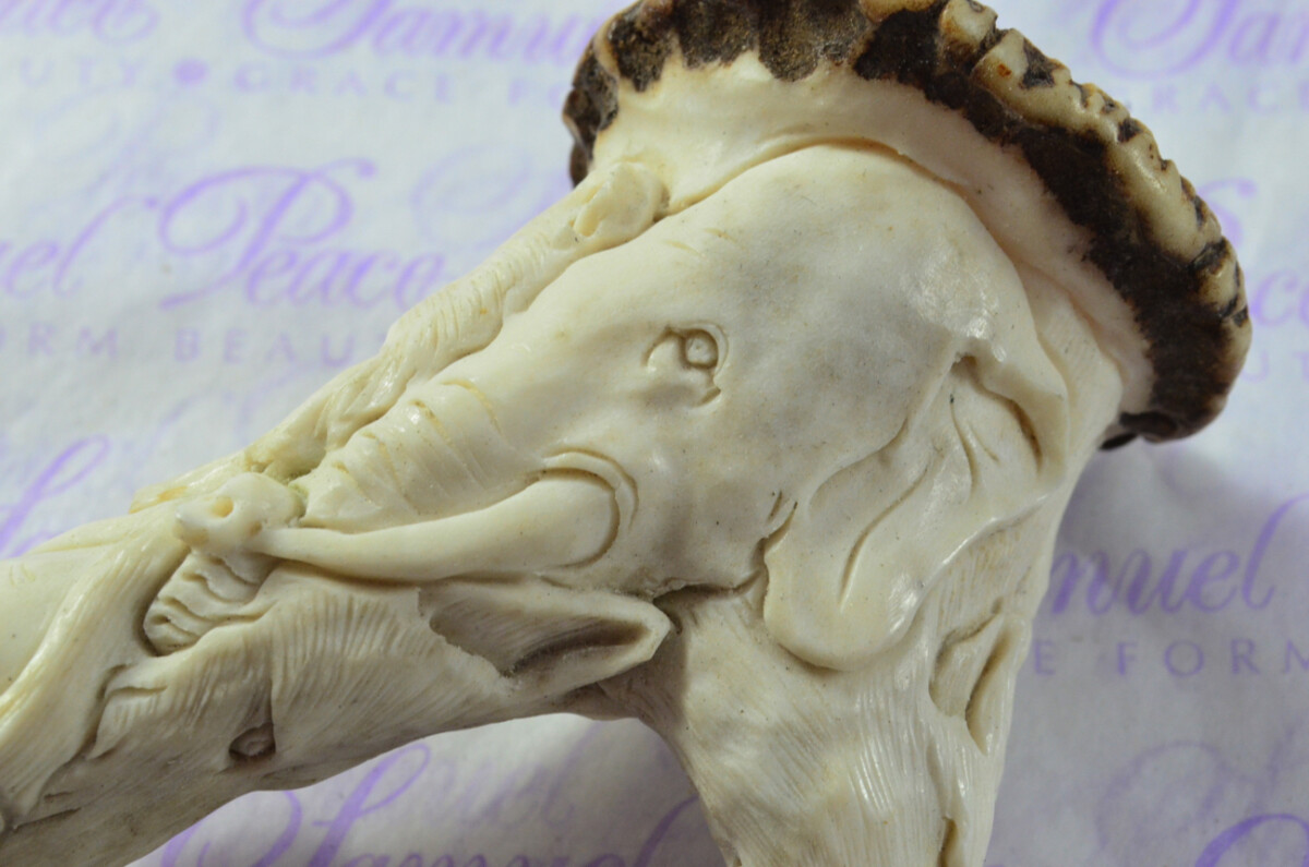 Awesome Hand Carved Eagle & Elephant Walking Stick Cane Top Handle Stag Antler Horn Made Sheffield England - Image 6