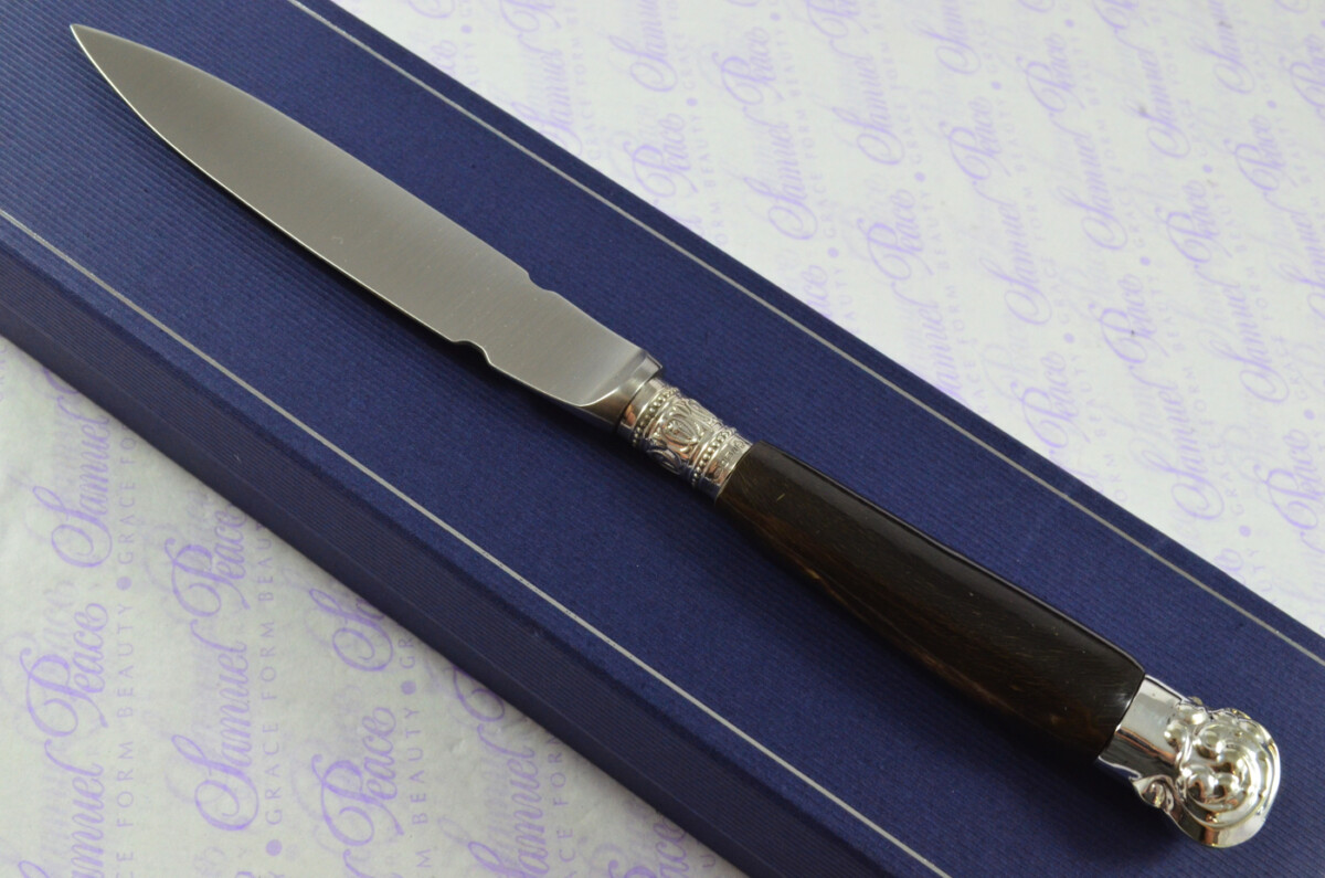 Bespoke Silver Ferruled Buffalo Handled Sterling Silver Letter Opener Sheffield 2000 Gift Boxed